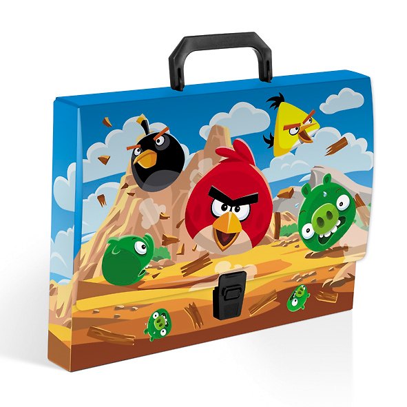 Портфель пластиковый А4 "Angry Birds" на замке, с ручкой, синий, Hatber 230911 — 1