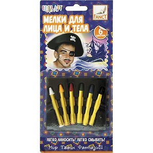 Мелки для грима лица и тела, 6 цветов, Fancy Creative