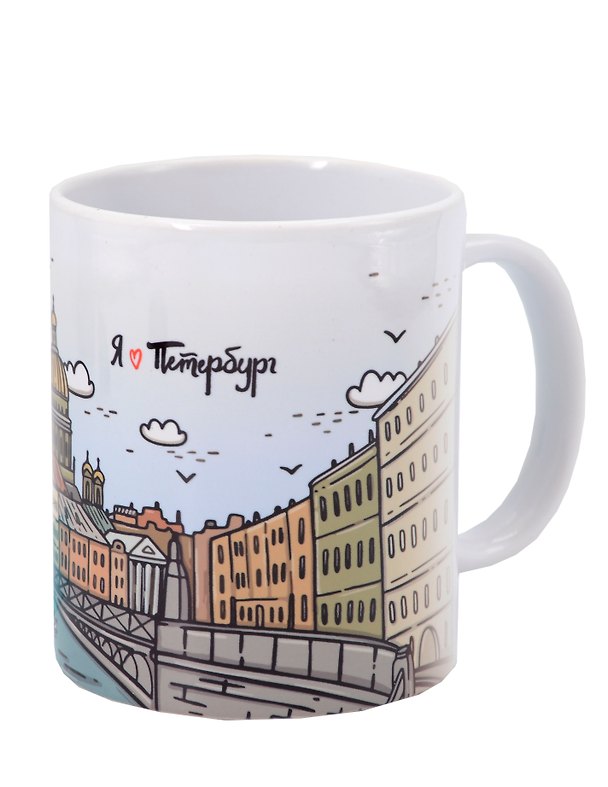 Кружка СПб Я люблю Петербург (набережная и дома) (керамика) (330мл) 3101698 — 1