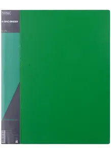 Папка 4 кольца А4 25мм "STANDARD", пластик 0,7мм, зеленая