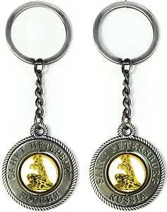 Сувенир, АКМ, Брелок-канат,"Памятник Петру I "Медный всадник".", цвет античное олово, металлическая вставка