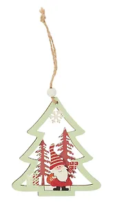 Новогоднее подвесное украшение Гномик в елочке (дерево) (10х9см) (12-06942-NY-3)