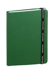 Книга для записей А5 96л кл. зелен.иск.кожа, интегр.переплет, резинка, ляссе, инд.уп.