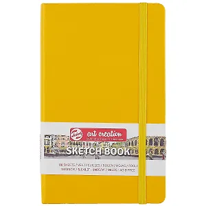 Скетчбук А5 80л "Art Creation" 140г/м2, желт.тв.обл., резинка