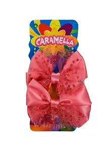 Набор 2 бантика для волос розовые с пайетками (23934) (Caramella) (упаковка)