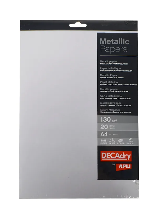 Бумага дизайнерская А4 20л "Жемчужный металлик" 130г/м3, DECAdry 218217 — 1