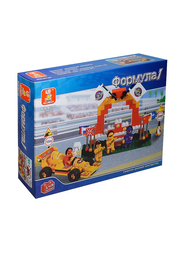 Конструктор пластмас. Формула 1 Чемпион (M38-B5100) (149дет.) (гоночный автомобиль F1/пьедестал/фигурки людей) (6+) (коробка) 2437106 — 1
