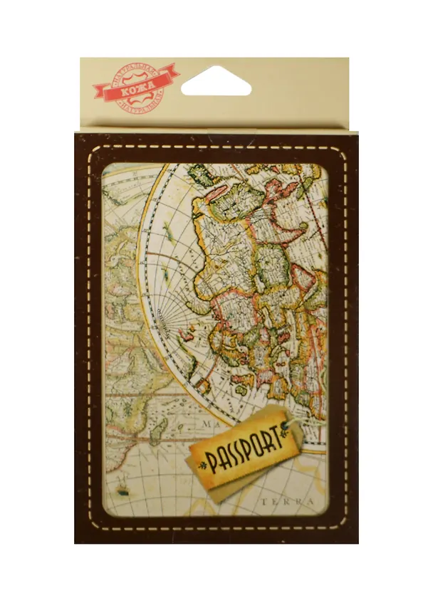 Обложка для паспорта, Фора, Карта коричневая кожа 13,2*18,6см 20075 2503359 — 1