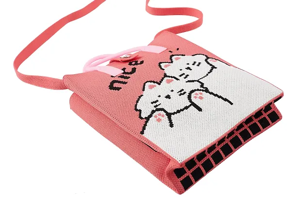 Сумочка вязаная с застежкой Котики Nice (18х22х7) (текстиль), Bookvalno 3062985 — 4