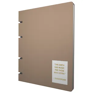 Тетрадь 120л кл. "NUANCES. Крем-брюле" на кольцах, смен.блок, обл. кож.зам, нашивка, инд.уп 3126051