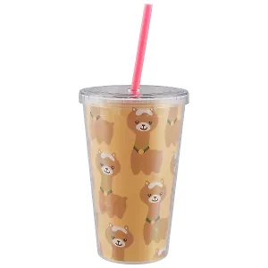 Стакан пластиковый с трубочкой Ламы (500 мл) (12-06646-35816)