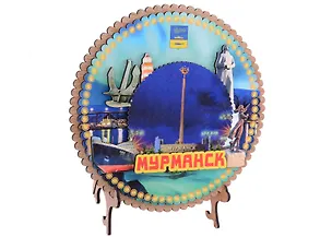 Панно 4-х слойное Мурманск  Достопримечательности города вид 3 (7,5,8х 7,5 см.) (хдф) 2989861