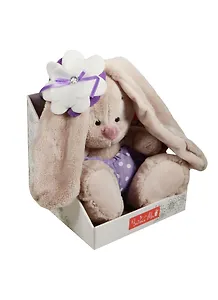 Мягкая игрушка Зайка Ми с цветком и хрустальной пуговкой (15 см) (SidX-119)