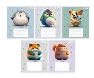 Тетрадь в крупную клетку Listoff, "Пухляши", 12 листов, в ассортименте 3033146