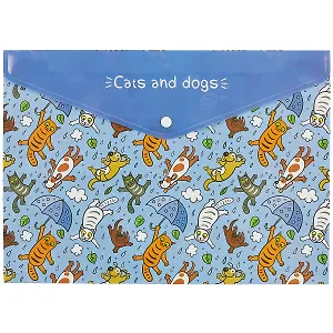 Папка -конверт «Cats and dogs» А4 на кнопке