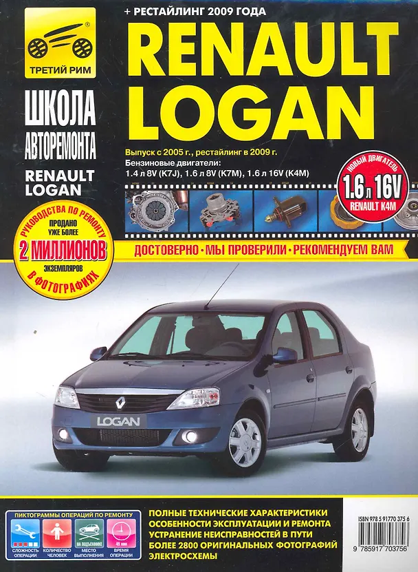 Книга Renault Logan: Руководство по эксплуатации техническому обслуживанию и ремонту / в фотографиях (ч/б) (цв/сх) (мягк). Погребной С. (Третий Рим) () — 1