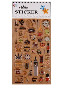 Стикеры эпоксидные на крафтовой подложке 6 видов микс