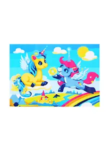 Холст с красками 17х22см по номерам (в коробке). (14цв) Единороги на радуге (Арт. ХК-3982)