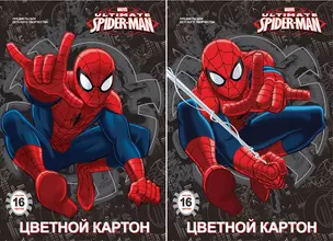 Картон цветной 16цв 16л А4 "Spider-man" 2цв металлиз., карт.папка, Disney — 228128 — 1