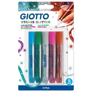 FILA GIOTTO/Джиотто Glitter Glue 10.5ml Strass Клей для декора, цветный страссы, 5 цв. по 10,5 мл