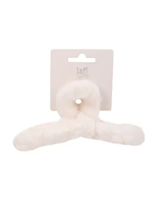 Заколка-крабик белая (иск.мех) (13см) (12-010253-B59) (Lafilaf) 3101126