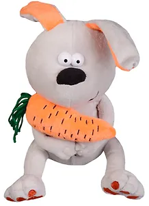 Игрушка мягкая, MaxiToys, Заяц & Morkovka,серый, 22см