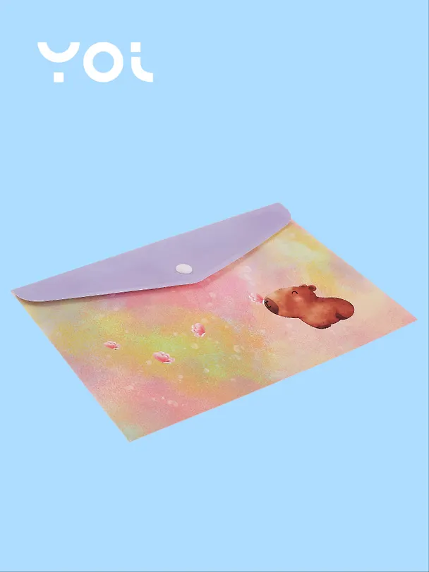 Папка-конверт Yoi, "Капибара с цветочком", на кнопке A5 3011148 — 2
