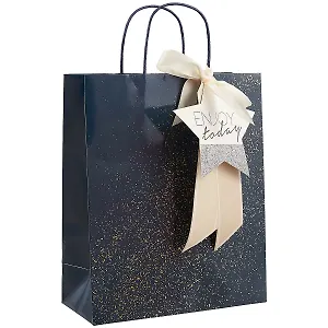 Пакет А4 32*26*12 синий, нейтр., бум.мат.ламинат, крученые ручки, лента