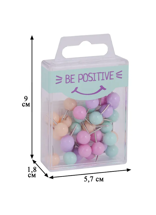 Кнопки-гвоздики Be positive, 40 штук, пастельные, в ассортименте 247549 — 3