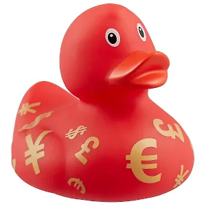 Игрушка для ванной, уточка резиновая FUNNY DUCKS "Уточка валюта" (1996)