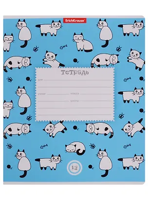 Тетрадь в клетку Erich Krause, Cats, 12 листов, в ассортименте 246923