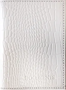 Обложка для автодокументов нат.кожа, белая, крокодил, тип 1, Спейс