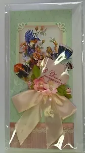 Открытка ручной работы 20*10см, Женская жёлтая