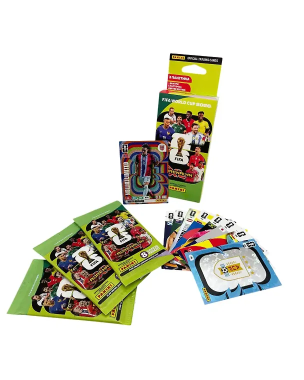 Набор коллекционных наклеек и карточек "Чемпионат мира FIFA World Cup 2026", PANINI WORLD CUP 2026 TCG (набор из 3 пакетиков карточек + 1 карточка Limited Edition), 25 штук в наборе 3161829 — 3