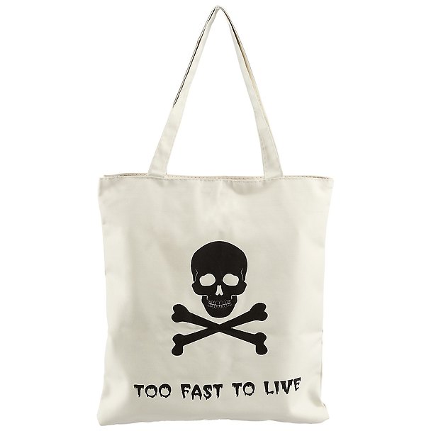 Сумка на молнии Череп Too fast to live (белая) 37*38см 2584505 — 1