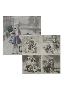 Набор салфеток для декупажа Дети на санках (80038/80043) (2шт) (упаковка)