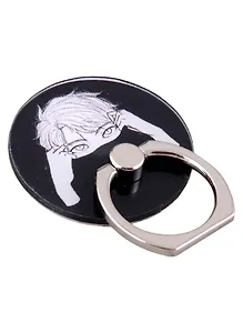 Держатель-кольцо для телефона Аниме Синтонимы Персонаж с воротником (ч/б) (Медина Мирай) (металл) (коробка)