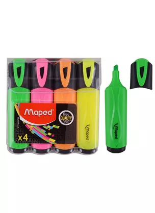 Текстовыделители Maped, Fluo Peps, 4 цвета — 247974 — 1