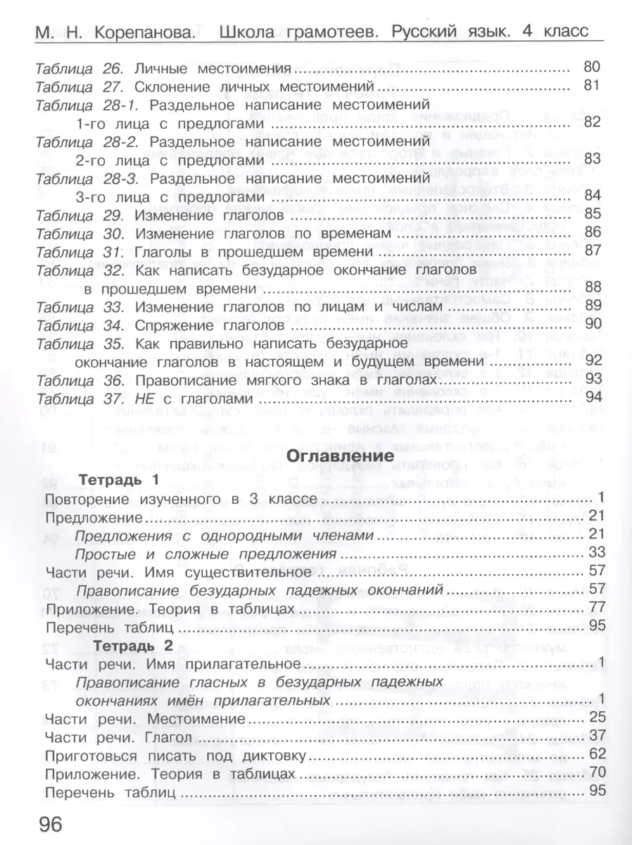 Школа грамотеев. 4 класс. Русский язык. Задания и упражнения. Теория в  таблицах. Рабочая тетрадь. Часть 2 - купить книгу с доставкой в  интернет-магазине «Читай-город». ISBN: 978-5-90-568576-7