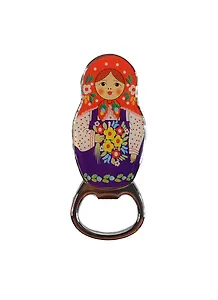 Открывашка-магнит "Синяя матрешка с красн.платком" (006-34-04)