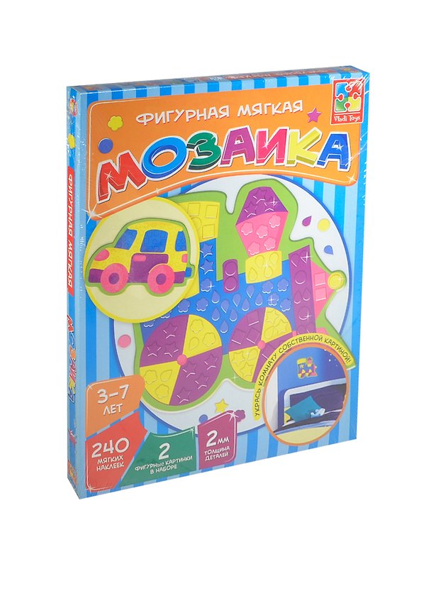 Фигурная мяг. мозаика Паровоз Машина (VT2301-02) (240 мяг. накл.) (2 фигур. картинки) (2мм) (3-7л.) (коробка) 2419558 — 1