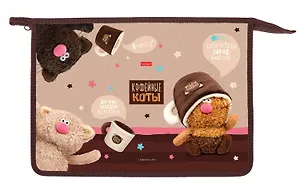 Папка для тетрадей А4 "Кофейные коты" 24,5*34*4см пластик, молния
