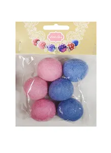 Набор бусин валяных из шерсти (3 см) (6 шт) (гол., роз.) (14-00941-J13)