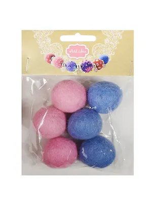 Набор бусин валяных из шерсти (3 см) (6 шт) (гол., роз.) (14-00941-J13) 2538467