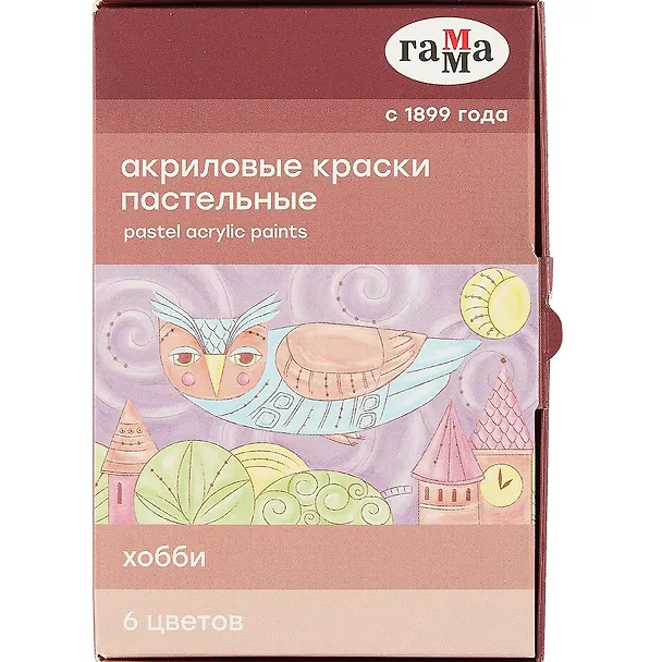 Краски акриловые 6 цветов, 20 мл "Хобби" пастельные цвета 262628 — 2