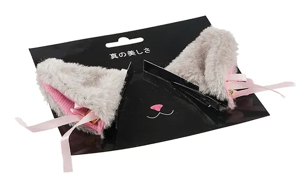 Заколки Аниме Ушки (серые) (иск.мех) (6х6) (2 шт) (12-DaKui-006) 3035732 — 2