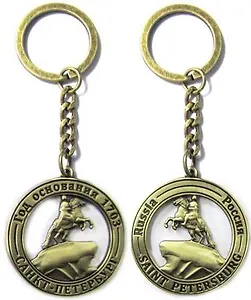 Сувенир, АКМ, Брелок, металлический,"Медный всадник", рельеф,   цвет  бронза