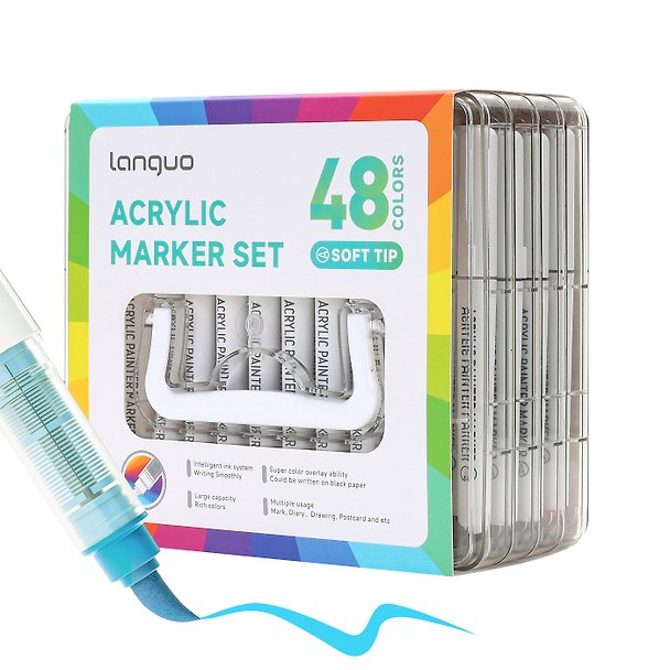 Маркеры акриловые 48цв "Lite" (кисть, жидк.чернила) (Languo) 3144686 — 1