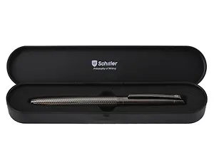 Ручка подарочная шариковая синяя "Argentium", черн/сереб корпус, Schiller