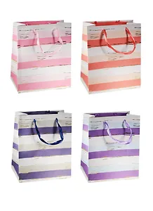 Пакет подарочный бумажный А4 26*32*12 "Полоски", нейтр, ламинат, Хансибэг